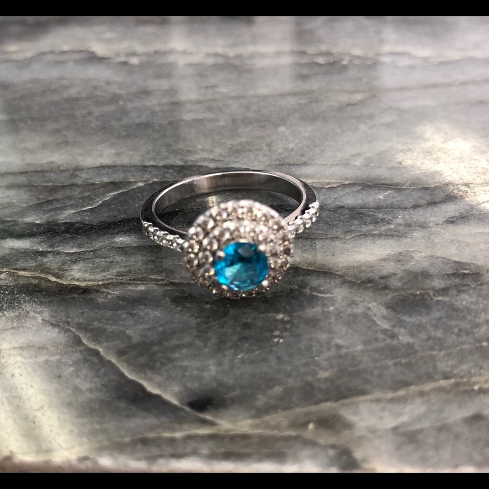Aquamarine CZ Ring